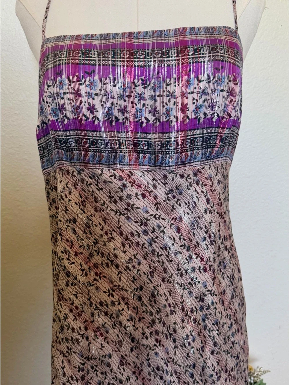Free People Purple Satin Floral Maxi Slip Dress - Picture 2 of 8